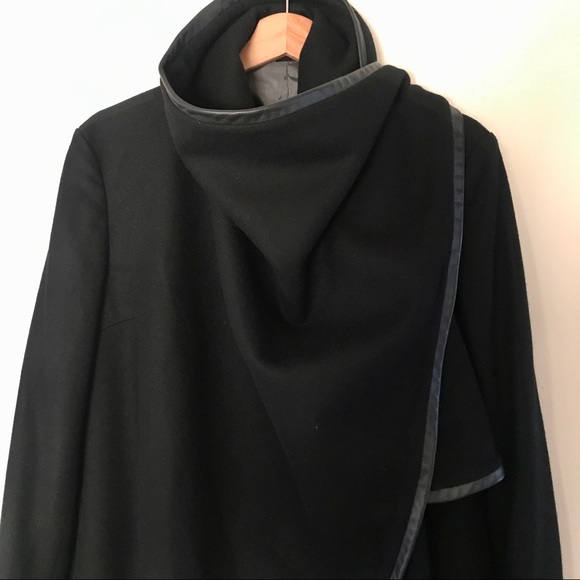 Custom Designed & Tailored Wool / Leather Coat, Size M - Picture 6 of 13